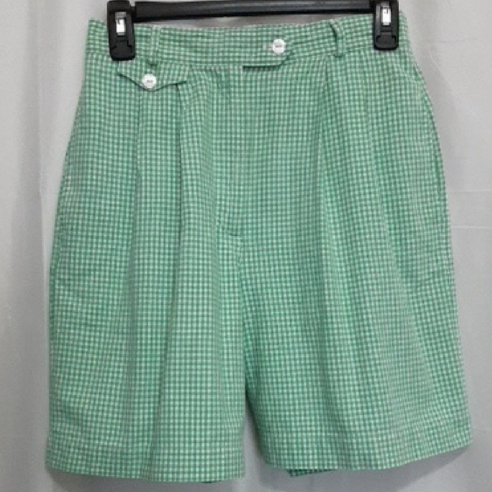 Karen Scott Green Gingham High-Waist Women's Shorts